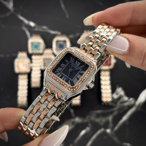 Cartier Rose Gold-Silver-Black 29x31 Rep