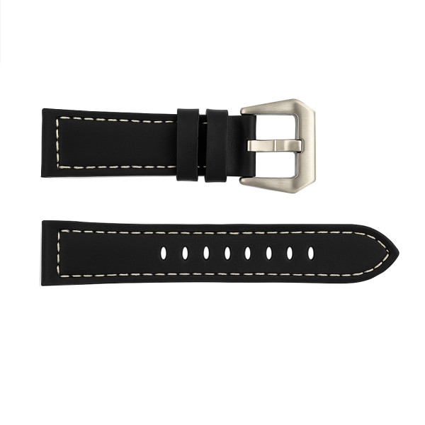 Ремінець для годинника 3015 Black-Silver 22 мм