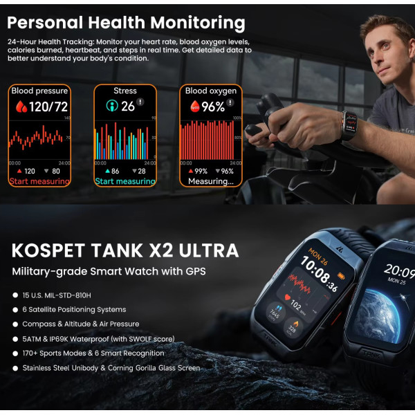 Розумний годинник Kospet TANK X2 Black