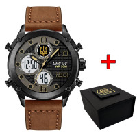 Годинник наручний Awarder 017BKBR Тризуб золото Black-Brown