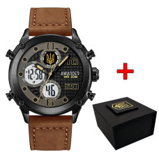 Годинник наручний Awarder 017BKBR Тризуб золото Black-Brown