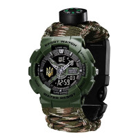 Годинник наручний Awarder 005P Тризуб золото Army Green Паракордовий ремінець Camo Green + Коробка.