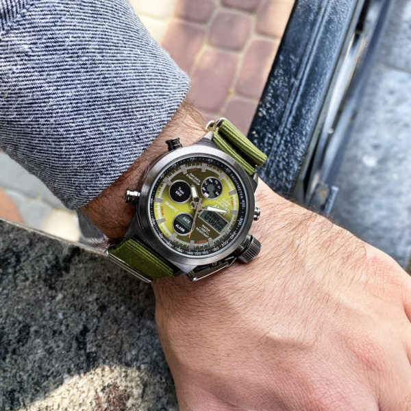 Наручний годинник AMST 3003 Silver-Green Green Wristband