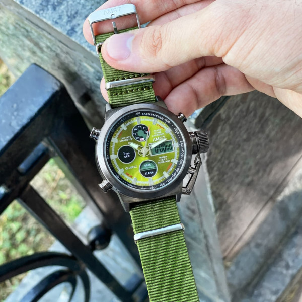 Наручний годинник AMST 3003 Silver-Green Green Wristband