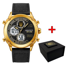 Годинник наручний Awarder 017GDBK Тризуб золото Gold-Black.