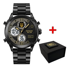 Годинник наручний Awarder 017 Тризуб Золото Black-Black-White Steel