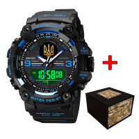 Годинник наручний Awarder 001 Тризуб золото Чорні з синім + Коробка.