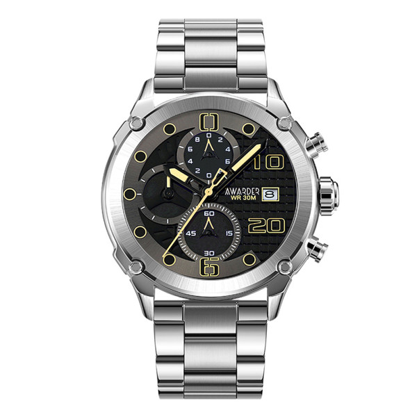 Годинник наручний Awarder 016 Silver-Black Steel