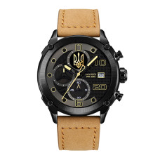 Годинник наручний Awarder 016 Black-Light Brown Тризуб золото