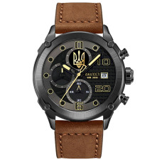 Годинник наручний Awarder 016 Тризуб золото  Black-Brown