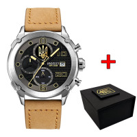 Годинник наручний Awarder 016 Тризуб золото Silver Light Brown