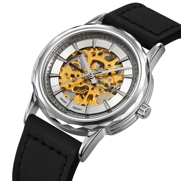 Skmei M035LSIBK Silver-Black Leather