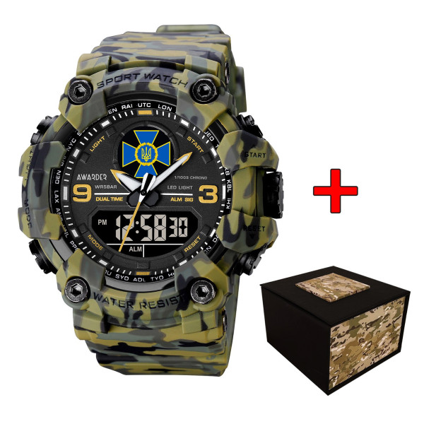 Годинник наручний Awarder 001CMGRSBU СБУ Зелений камуфляж + Коробка.