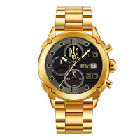 Годинник наручний Awarder 016 Тризуб золото Gold-Black Steel