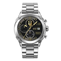 Мужские часы Awarder 016 Тризуб золото Silver-Black Steel