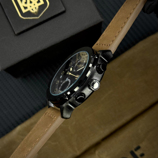 Годинник наручний Awarder 017 Тризуб золото  Black-Brown