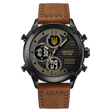 Годинник наручний Awarder 017 Тризуб золото  Black-Brown