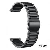 Браслет сталевий для Смарт годинників Black 24 мм.