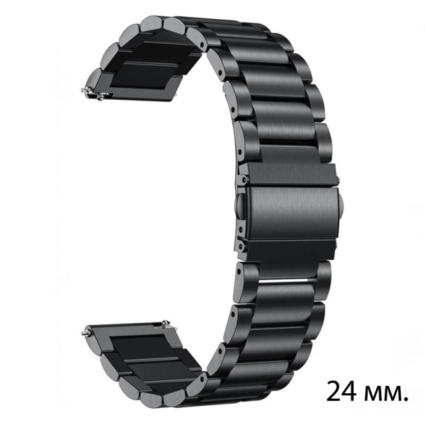 Браслет сталевий для Смарт годинників Black 24 мм.