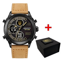 Годинник наручний Awarder 017BKBKBR Тризуб золото Black-Black-Light Brown.