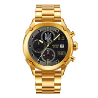 Мужские часы Awarder 016 Тризуб Gold-Black Steel