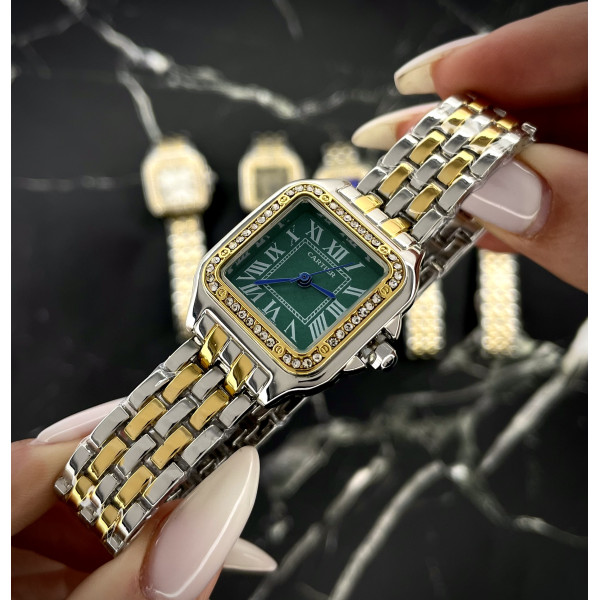 Cartier Silver-Gold-Green 29x31 Rep