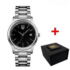 Годинник наручний Awarder 023 Silver-Black Тризуб Срібло