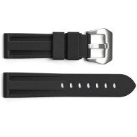 Ремінець для годинника 3001 Silicone Black-Silver 24 мм.