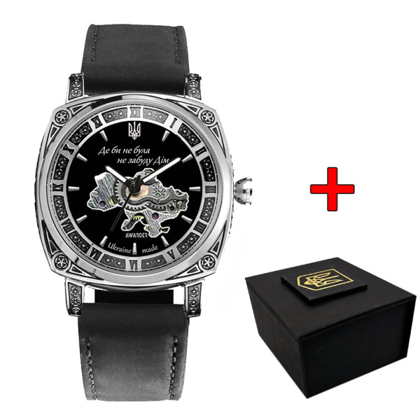 Годинник наручний Awarder 021-3D Де би не була Silver-Black-Black Leather