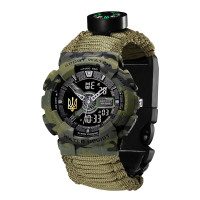 Годинник наручний Awarder 005 Тризуб золото Camo Green Паракордовий ремінець Army Green + Коробка.