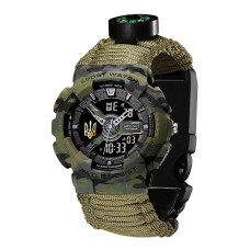 Годинник наручний Awarder 005 Тризуб золото Camo Green Паракордовий ремінець Army Green + Коробка.