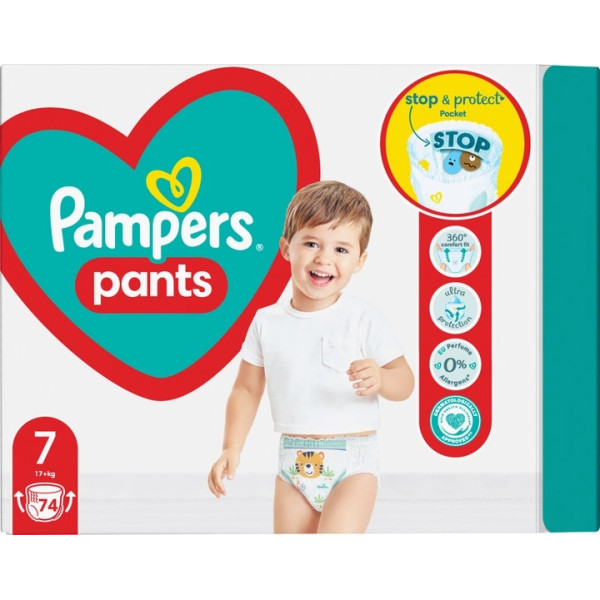 Подгузники-трусики Pampers Pants 7 (17+ кг), 74 шт., 8006540069622