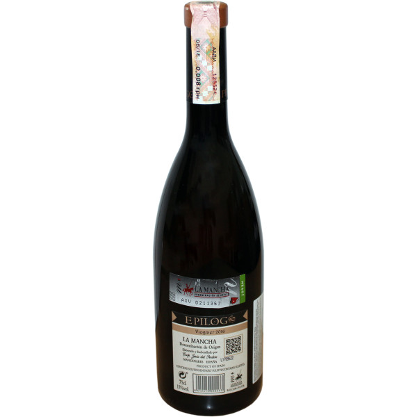 Вино Epilogo Viognier DO La Mancha біле сухе 0.75 л 13%, 8412419000533, Bodegas Yuntero