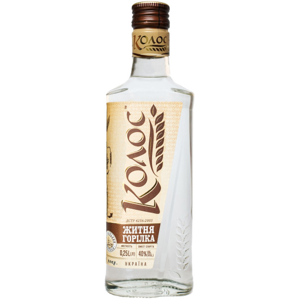 Водка Ржаная Колос 0.25 л 40%, 4820136355074, Алкогольно-безалкогольный комбинат Днепр