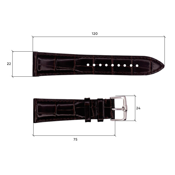 Шкіряний ремінець Premium 22х18 мм. Brown