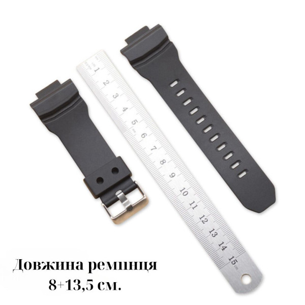 Ремінець для Casio G-Shock GA-150/200/201/300/310/GLX Black Silver
