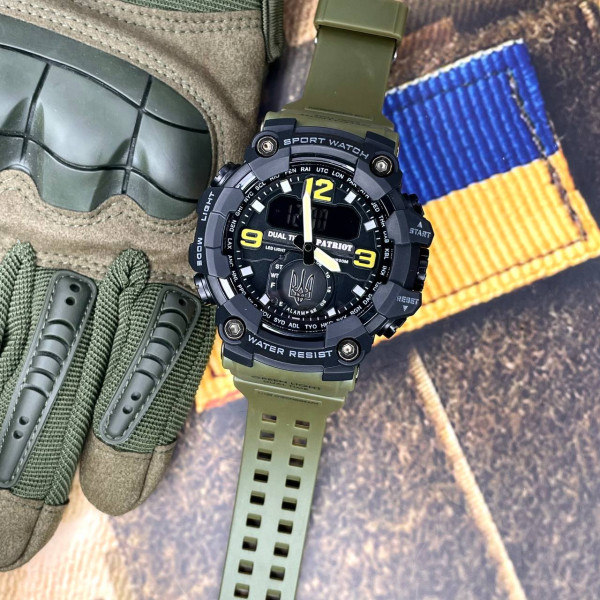 Годинник наручний Patriot 003AGUASI Тризуб срібло Зелені  + Коробка.
