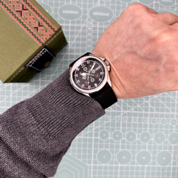 Годинник наручний Awarder Embroidery Silver-Army Green Black Automatic 10ATM