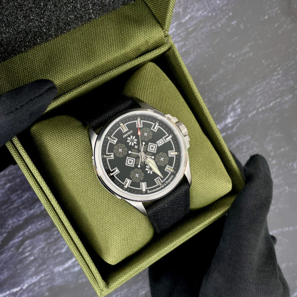Годинник наручний Awarder Embroidery Silver-Army Green Black Automatic 10ATM