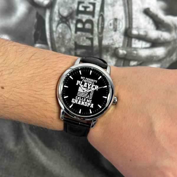 Football Watch with Custom Leather Strap Model 220120 - Gift for Him