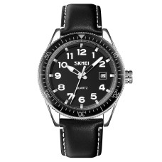 Skmei 9232LSIBK Silver-Black Leather