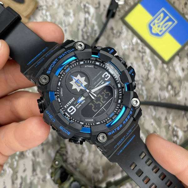 Годинник наручний Patriot 001BUPO Поліція Чорні з синім + Коробка