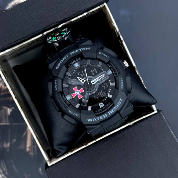 Годинник наручний Patriot 005BKSU ЗСУ Чорні Паракордовий ремінець Black + Коробка.