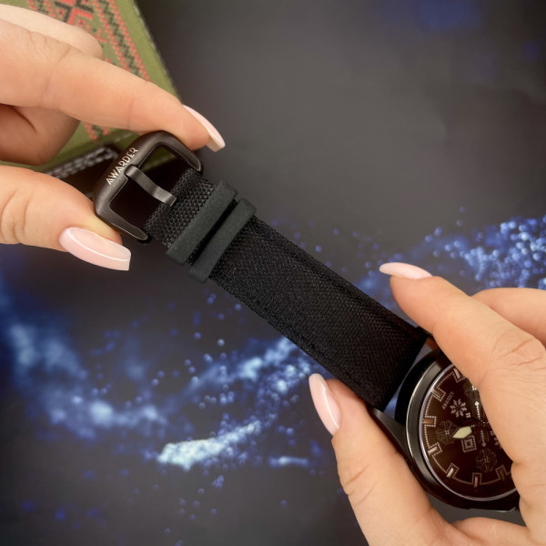 Годинник наручний Awarder Embroidery Black-Army Green Black Automatic 10ATM