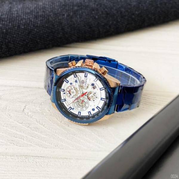 Наручний годинник Forsining 1137 Blue-Cuprum-White