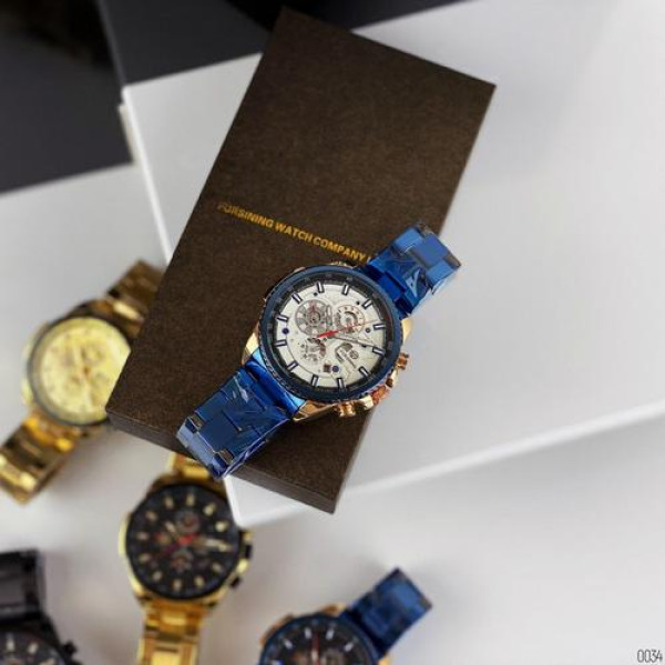 Наручний годинник Forsining 1137 Blue-Cuprum-White