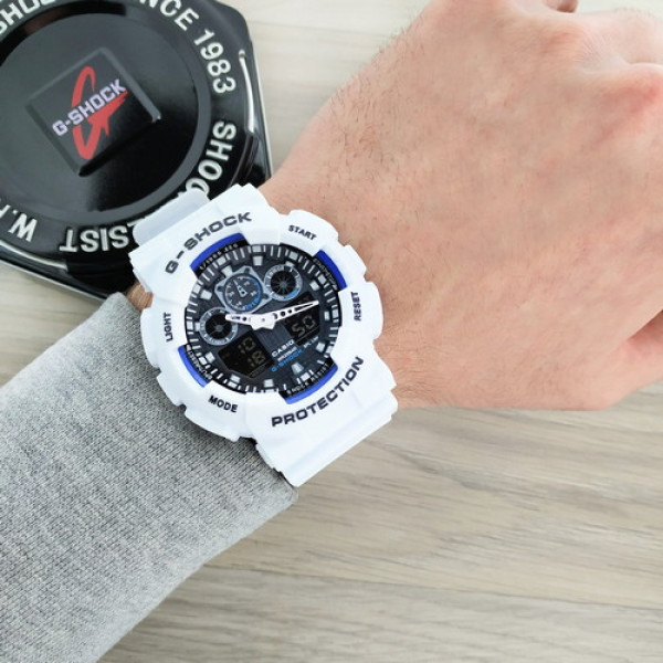 Casio G-Shock GA-100 White-Blue-Black