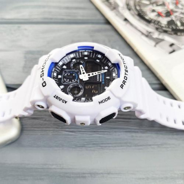 Casio G-Shock GA-100 White-Blue-Black