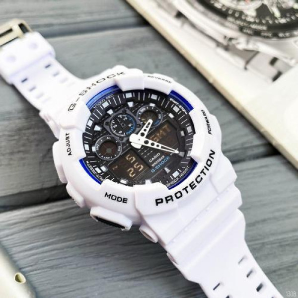 Casio G-Shock GA-100 White-Blue-Black