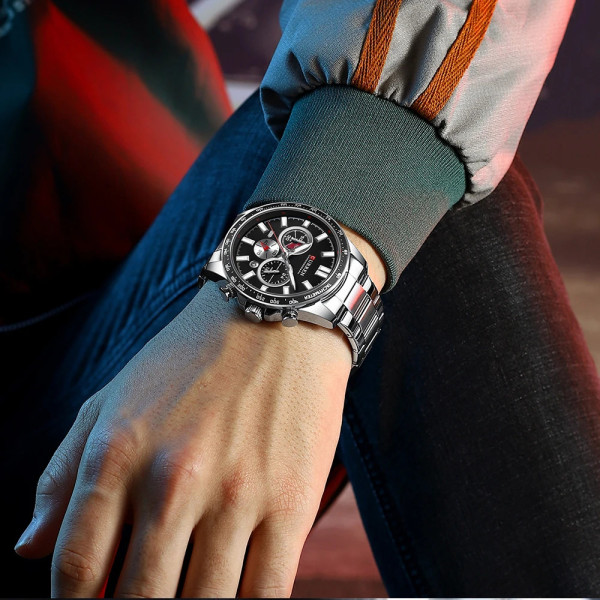 Curren 8418 Silver-Black, 1008-0327, Curren